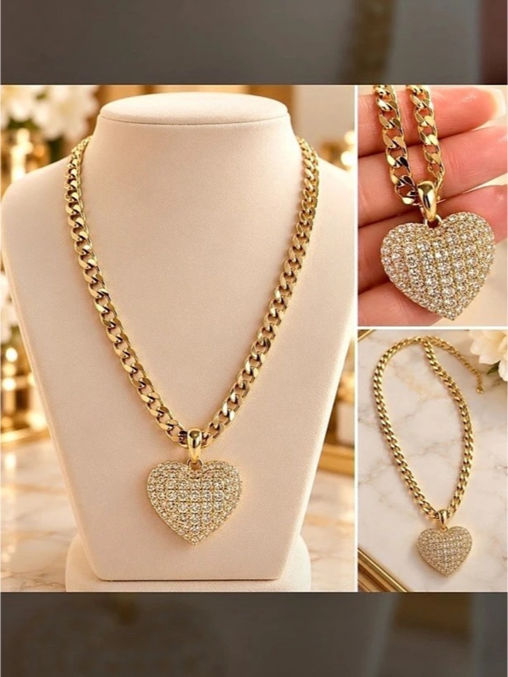 Gold Heart Pendant Necklace Like New